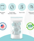2 Pound All Natural Washing Soda Soda Ash For Laundry And Heavy Cleaning Made In The USA In A Reusable Bag with features listed