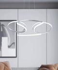 Modern LED Pendant Light With Irregular Ring Design, Contemporary Chandelier For Dining Room, adjustable ceiling fixture