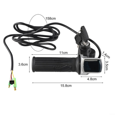 Throttle Grip For Electric Scooter With Key Lock And Power Indicator 36V 48V 60V Metal And Plastic Handle with dimensions