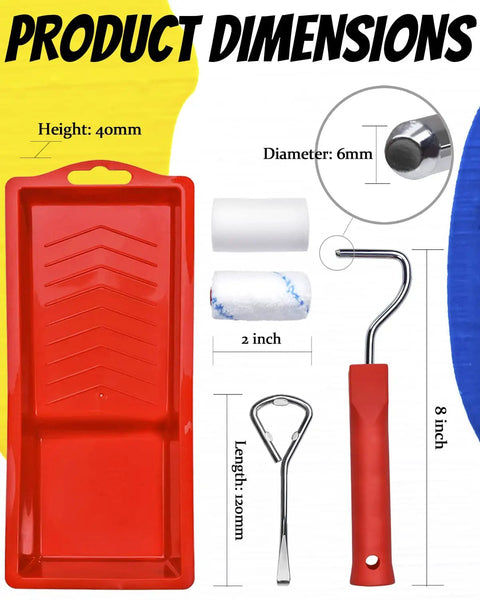 2 Inch Paint Roller Kit With High Density Foam Rollers And 3/8 Inch Nap Microfiber Covers for walls cabinets craft and touch up