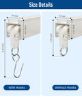Heavy Duty Ceiling Or Wall Mount Curtain Track System With Hooks 6 Feet Aluminum Rail For Living Room Bedroom And Bath Smooth Gliding Curtains White Finish size details with hooks and without hooks