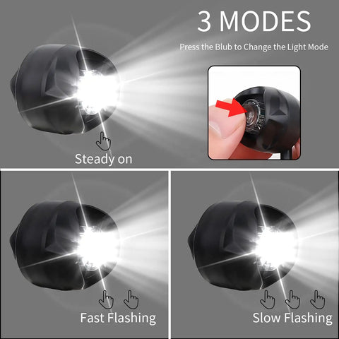 Two Pack Rechargeable LED Headlamps Waterproof Hands Free Flashlights With 3 Lighting Modes for kids and adults displaying modes