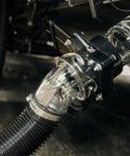 Ready-To-Use Gate Valve With Built-In Clear Adapter For 3-Inch Sewer Fittings showing see-through installation on RV.