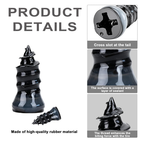 Close-up of rubber nail from 60Pcs Tire Repair Kit With Self Service Rubber Nails And Screws for emergency tire fixes showing details.