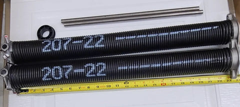 Heavy Duty Garage Door Torsion Springs Set 207 X 2 In X 22 In With Winding Bars Left And Right Pair Black Coated
