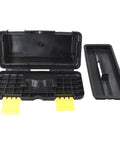 10 Inch Plastic Toolbox With Dual Layer Organization And Secure Latch Portable Hardware Storage Case lid open view