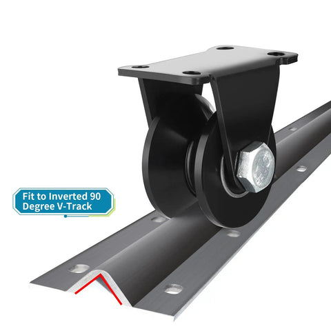 Heavy Duty 2 Inch V Groove Sliding Gate Casters Built Tough With Rock Solid Steel on inverted 90 degree V-track.