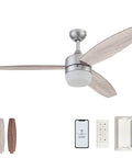 52 Inch Smart Ceiling Fan With Light, Remote, FansIO App, Dual Mounting Options, Dual Finish Blades, Voice Control With Alexa And Google Assistant