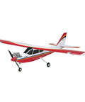 Avistar Elite 46-Size Almost Ready To Fly Advanced RC Trainer Airplane with 62.5in wingspan in red and white, side view.