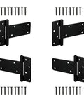 6 Inch Heavy Duty Gate Hinges 280 Lbs Capacity Black 4 Pack with screws for wooden fences, barn doors, outdoor gates, 0.11 inch solid steel