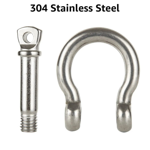 Built Tough 304 Stainless Steel D Ring Shackles 6-Pack Heavy Duty 1/2 Inch for rigging and towing.