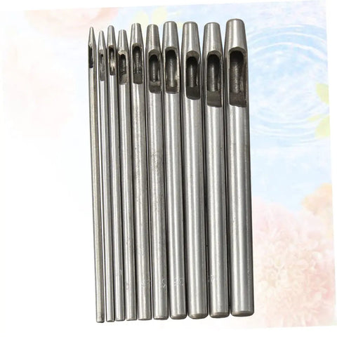 Set of metal punches from Circle Hole Punch Set For Leather, Fabric, Plastic And Rubber, ideal for leathercraft and DIY projects.