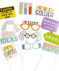 12 Piece Science Photo Booth Props With Sticks Mad Scientist Selfie Cards Chemistry Lab Party Supplies For Boys And Girls