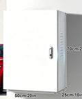 Heavy Duty Outdoor Electric Vehicle Charger Enclosure Rugged Cold Rolled Steel Weather Lock Box With Key Security Protection Case For Level 2 Charging Station Plug Guard, white wall mounted.