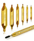 Built Tough Six Piece Center Drill Bit Set With Heavy Duty Auto Center Punch Boasting TiAln Coated Cobalt M2 Steel, gold drill bits.