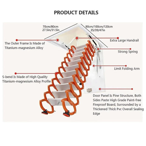 Heavy Duty Electric Attic Ladder Hella Sturdy Telescopic Pull Down Ceiling Loft Stair Remote Control Rock Solid Titanium Alloy Holds 1102 Pounds Smooth Operation Zero Hassle Space Saver with detailed specifications