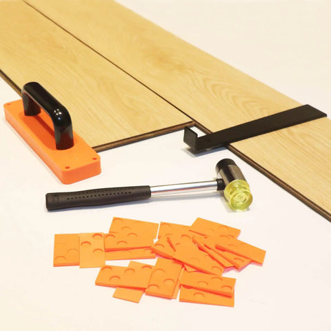 Laminate/Vinyl Flooring Tools, WHLLING 43PC Laminate Wood Flooring Installation Kit with spacers, mallet, and pull bar