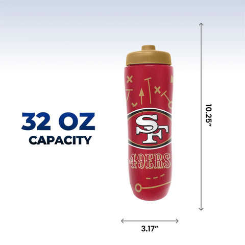 NFL Football Squeeze Bottle 32 Ounce Hydration Bottle For Sports Kids And Adults Easy Squeeze Design