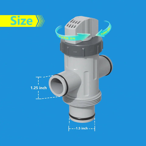 Pool Plunger Valve With Shut Off On For Above Ground Pools Hose Adapter Replacement Fits One And One Quarter Inch Or One And One Half Inch Pool Hoses Ideal For Skimmers Pumps Filters And Saltwater Systems 1 Pack, 1.25 inch and 1.5 inch size shown