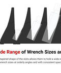 Side view of Red 15 Tool Modular Wrench Organizer Set for Customizable Wrench Storage showing module layout and slot fit.