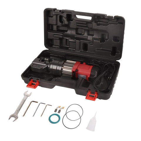 1050W Electric Rebar Cutter With 110V Hydraulic Pump in carrying case, includes tools and accessories for construction jobs.