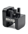 Clip Style Master Link Press Tool For Motorcycle Chains 520 525 530 Aluminum Alloy Construction Easy On Off Master Link Plates Fits All 5 Series Chains Not Ideal For 530 Install Without Light Grinding Adjustment, black aluminum tool close-up