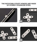 8 Pack 360 Degree Rotating Hidden Door Pivot Hinges Heavy Duty Stainless Steel Cabinet Hardware for Secret Doors