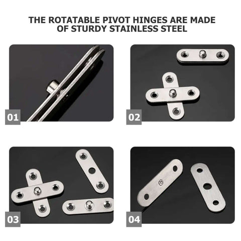 8 Pack 360 Degree Rotating Hidden Door Pivot Hinges Heavy Duty Stainless Steel Cabinet Hardware for Secret Doors