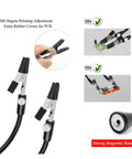 Magnetic Base Welding Bracket with Flexible Third Hand Arm, rubber grips, and 360-degree adjustment for soldering workstation