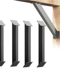 Rock Solid 4 Pack Inside Mount 45 Degree Angle Bracket Corner Brace Heavy Duty Steel Joint Reinforcer For Outdoor Pergola Deck Wood DIY Projects Dead Simple Assembly Matte Black Finish, showing four black steel angle braces.
