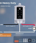 Diagram of 15A heavy duty Dusk To Dawn Outdoor Timer Switch with Photocell Sensor showing wiring setup and included accessories.