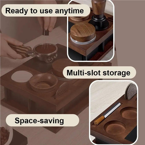 Rock Solid Premium Heavy Duty Solid Wood Espresso Knock Box With Huge Capacity And Multi Slot Layout showcasing multi-slot storage.