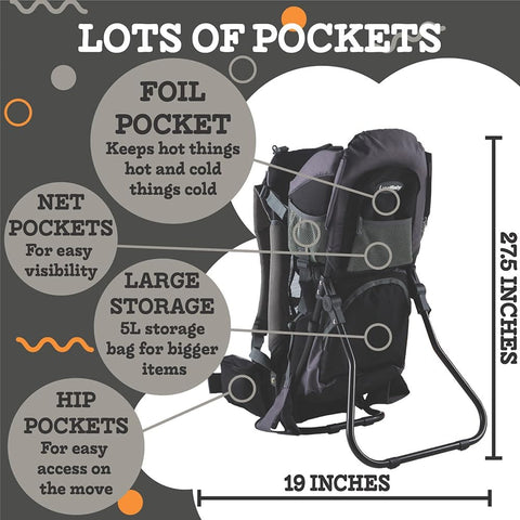 Outdoorsy Hiking Baby Carrier Backpack For Safe Comfortable Toddler And Baby Transport With multiple storage pockets shown