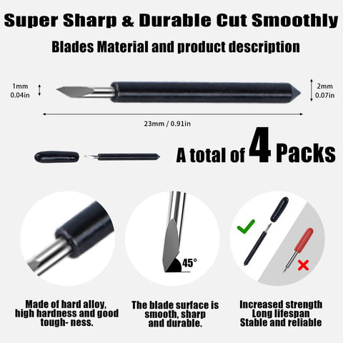 32 Pack Replacement Rubber Rollers Kit For Cricut Maker 3 And Maker With Anti Slip Clips Stainless Blades Clip Rings And DIY Repair Accessories A Full Maintenance Set For DIYers And Craft Pros, 4-pack stainless blade