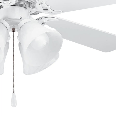 AirPro 4 Light Ceiling Fan Light Kit with white alabaster glass shades and pull chain, compatible with P2500 and P2501 fans