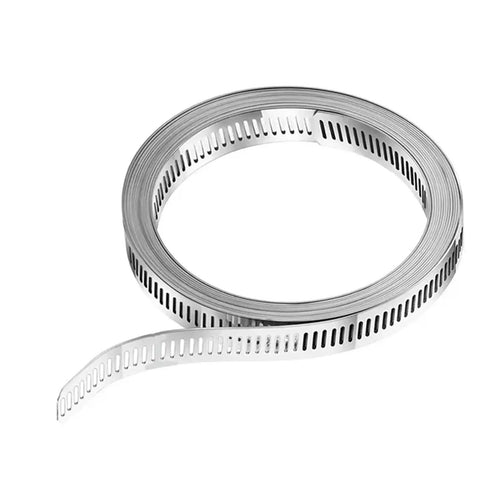 Grab This Awesome Worm Gear Hose Clamp Kit With 304 Stainless Steel Straps That Offer A Tight Positive Grip For Any Pipe Ducting Job Without Slipping Or Stretching Under Pressure So You Can Fix It Fast., 304 stainless steel hose clamp strap roll for pipe and ducting repairs