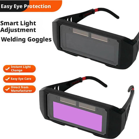 Badass Auto Darkening Welding Goggles with Instant Arc Sensing for Pro Level Eye Protection and Heavy Duty Spark Shielding showing smart light adjustment feature.