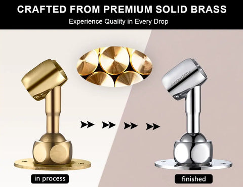 Adjustable Solid Brass Shower Head Holder Wall Mount That Is Built To Last, Rustproof, Heavy Duty Bracket For Any Shower, Dope Bathroom Upgrade, No Plastic, Durable And Corrosion Resistant, brass and chrome finish