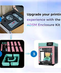 Components and assembled view of Adventurer 5M 3D Printer Enclosure Kit For AD5M DIY Safe And Quiet Cover with custom panels