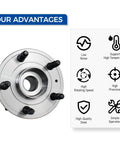 Image of rear wheel hub bearing assembly pair for 2010-2017 Chevy Equinox and GMC Terrain with ABS 512440, showing product features.