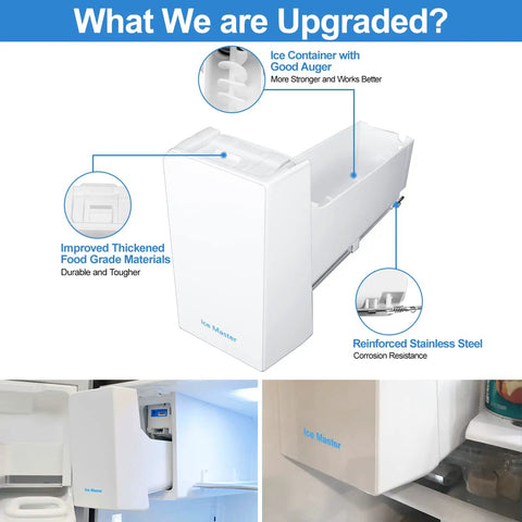 Easy Swap Ice Bucket With Auger Assembly DA97-14474C For Refrigerator Ice Maker Replacement Kit RF25 RF263 RF265 RF28 Includes AP6034185