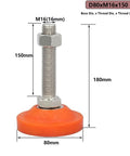 Beefy, Rock Solid Heavy Duty Adjustable Feet Set With M16 Threaded Leveling Feet And Shockproof PVC Base For Tables Shelves And Industrial Equipment, Easy Swivel Levelers, Stable Support For Home Office Workshop And Heavy Furniture. M16 80x150mm foot with orange PVC base