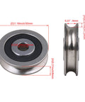 U Shaped Sealed Ball Bearing 6x30x8mm Steel 625 Guide Pulley Rail Bearing For Linear Motion, side view with size labels