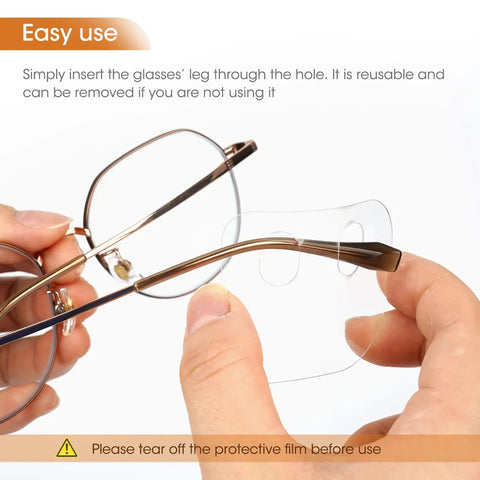 Person attaching 20 Pairs Clear Stretchy Side Shields For Glasses Slip On Specs Protection Fit Most Frames Anti Fog Glare