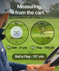 2S Pro Golf Range Finder With Slope And Pin Finder, Measure From Cart On The Fly Up To 1093 Yards in use from golf cart.