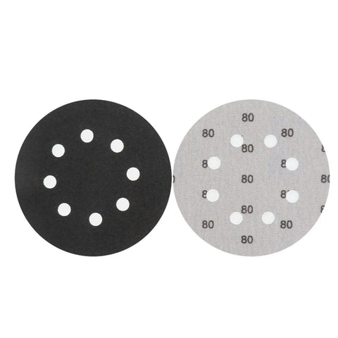 Heavy Duty 8 Inch Sanding Discs Set With 8 Holes For Power Tools, Premium Silicon Carbide Abrasive Paper showing two discs.