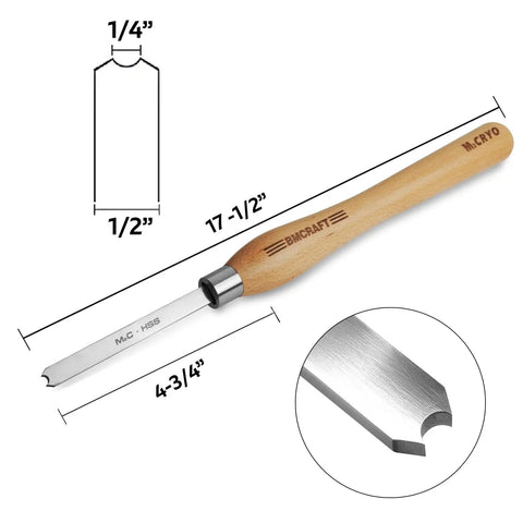 Dead On Precision Cryo Treated M2 High Speed Steel Bead Forming Chisel For Wood Lathe Pros To Crush Perfect Uniform Beads Quick And Flawless No Sweat On Any Project, with a beech handle and 1/4 inch width blade.