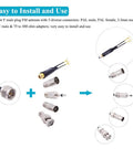 Universal FM Antenna With Magnetic Base 75 Ohm Screw F Male Plug PAL BNC 3 5mm Adapters And 75 To 300 Ohm Coax Cable connectors