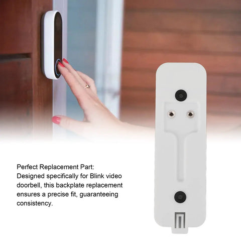 Two Pack White Doorbell Backplates For Video Doorbell Mounting Plate Replacement showing installed backplate and battery cover