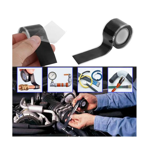5 Pack Heavy Duty Waterproof Tape For Leaks And Repairs, Ultra Strong Self Fix Seal Tape 1.5M By 2.5Cm, DIY Repair, black roll